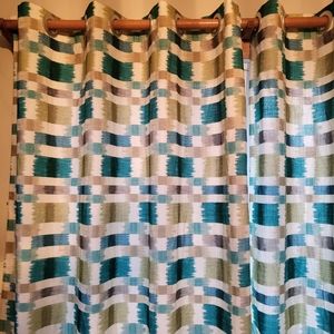 Beautiful  hand made multicolor  2pc  grommet versatile  curtain panel,